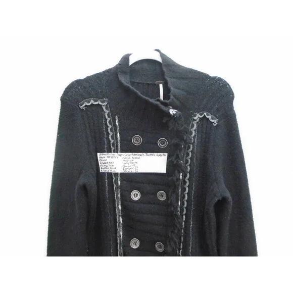 Free people Cozy Admiral's Jacket Sweater Womens Size M 19235217 Black - Picture 2 of 11